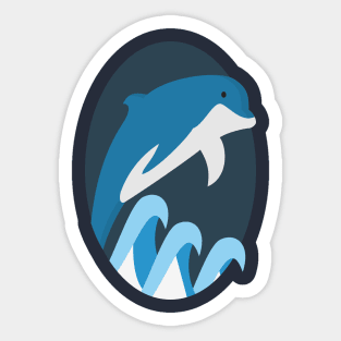 dolphin blue sea wave Sticker